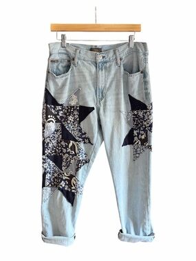 POLO RALPH LAUREN The Avery Boyfriend Jeans Star Quilt Patchwork 29